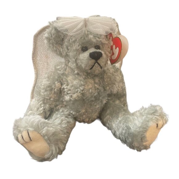 1993 ATTIC TREASURES TY BEANIE BABY STERLING BEAR Angel Joint Vintage Gray - Picture 1 of 11